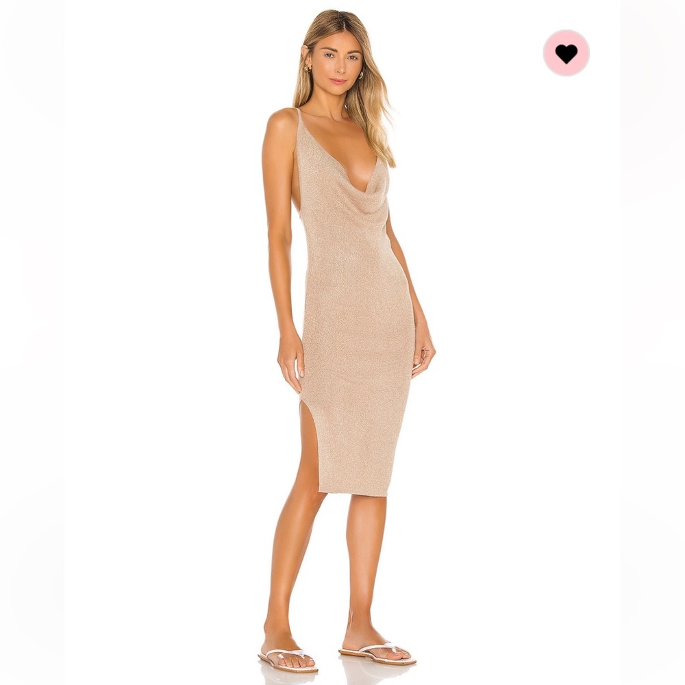 NWT Superdown Revolve Sabrina MIDI Dress Nude Size Small